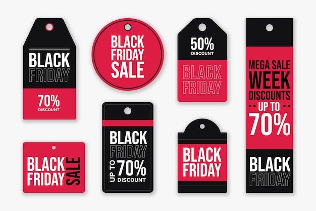 Flat black friday sale badges collection