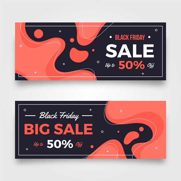 Flat black friday sale horizontal banners set