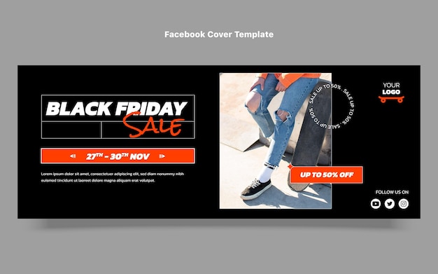 Flat black friday social media cover template