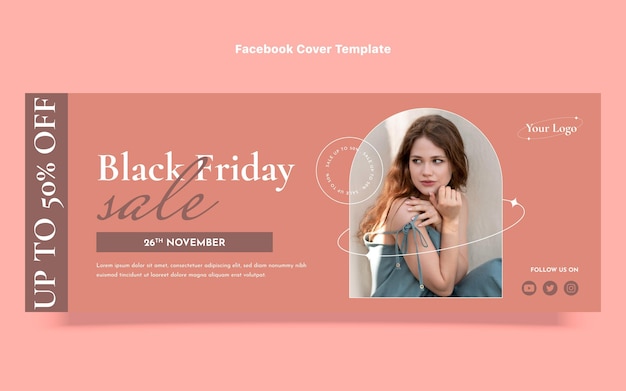 Free Vector flat black friday social media cover template