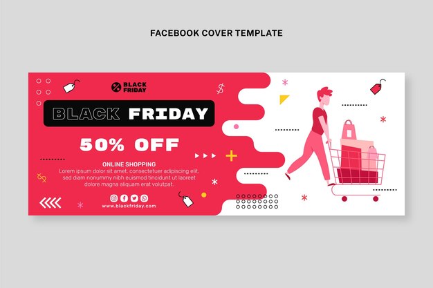 Flat black friday social media cover template