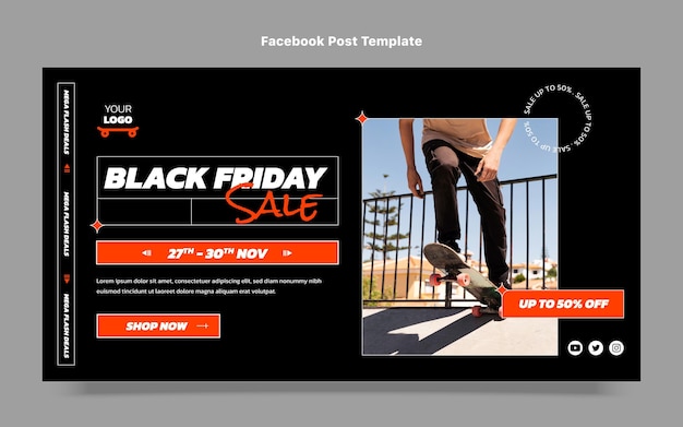 Free Vector flat black friday social media post template