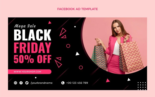 Flat black friday social media promo template