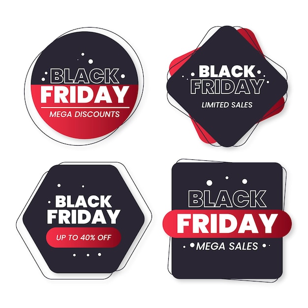 Flat black friday stickers collection