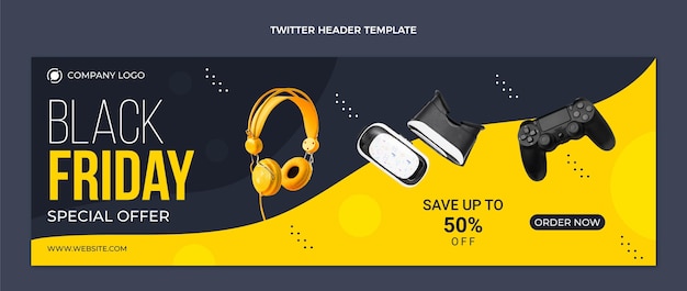 Free Vector flat black friday twitter cover template