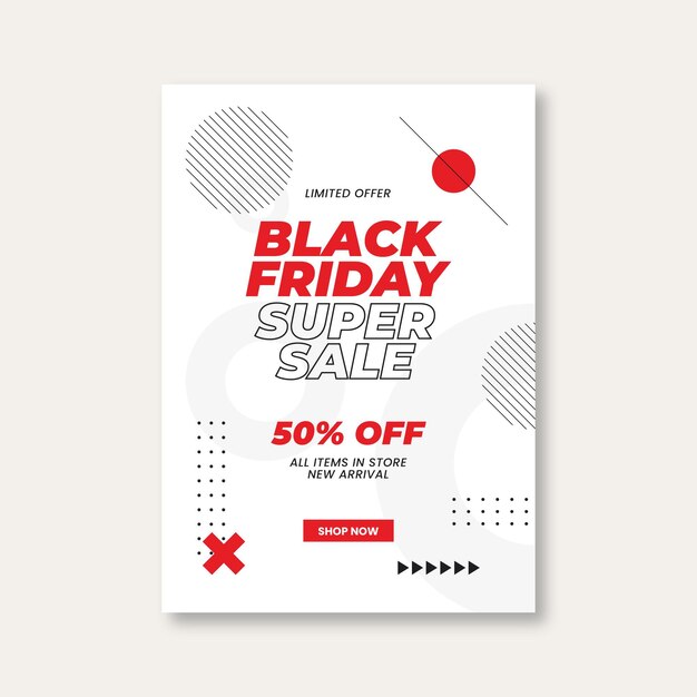 Flat black friday vertical poster template