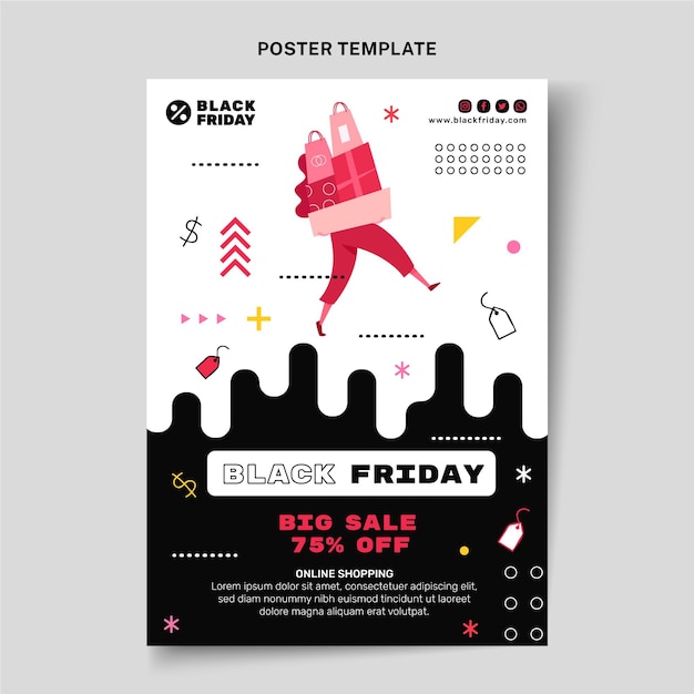 Flat black friday vertical poster template