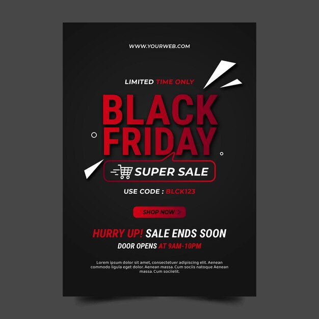 Flat black friday vertical sale poster template