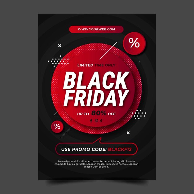 Flat black friday vertical sale poster template