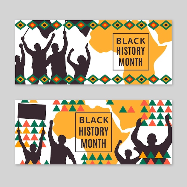 Free vector flat black history month horizontal banners set