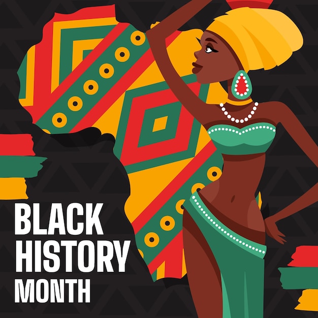 Flat black history month illustration