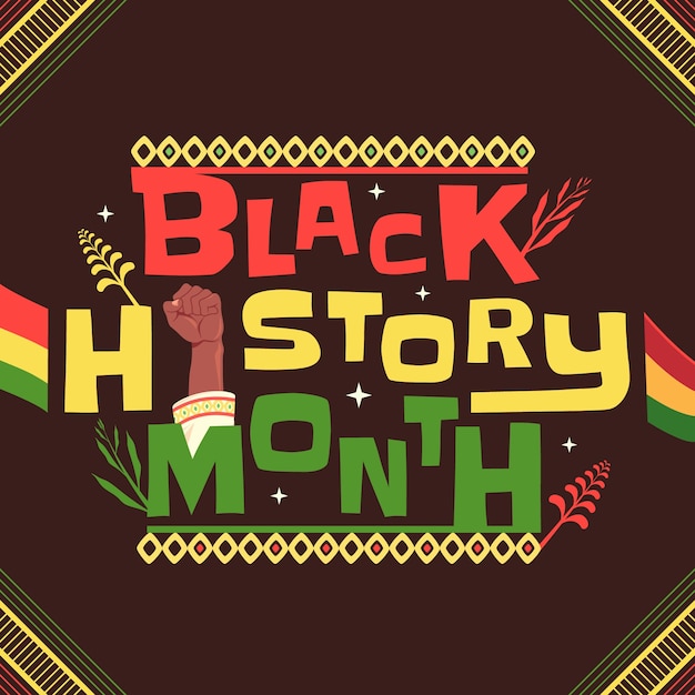 Free Vector flat black history month text illustration