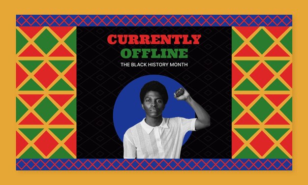 Flat black history month twitch background