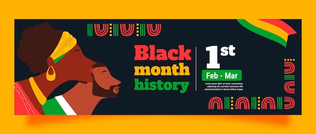 Free vector flat black history month twitter header template