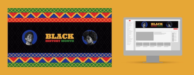 Flat black history month youtube channel art