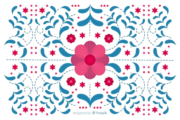 Free Vector flat blue floral embroidery background