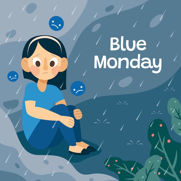 Free vector flat blue monday illustration