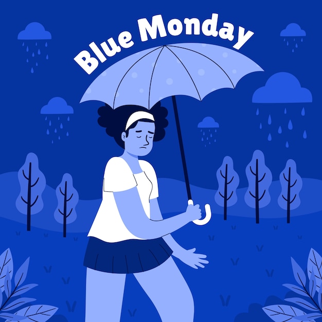 Flat blue monday illustration