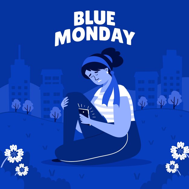 Flat blue monday illustration