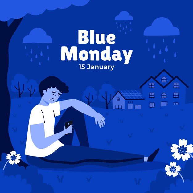 Flat blue monday illustration