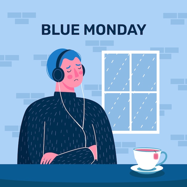 Free Vector flat blue monday illustration