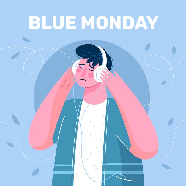 Flat blue monday illustration