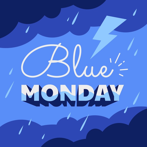 Flat blue monday text illustration