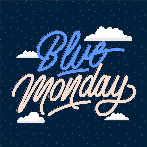 Flat blue monday text illustration