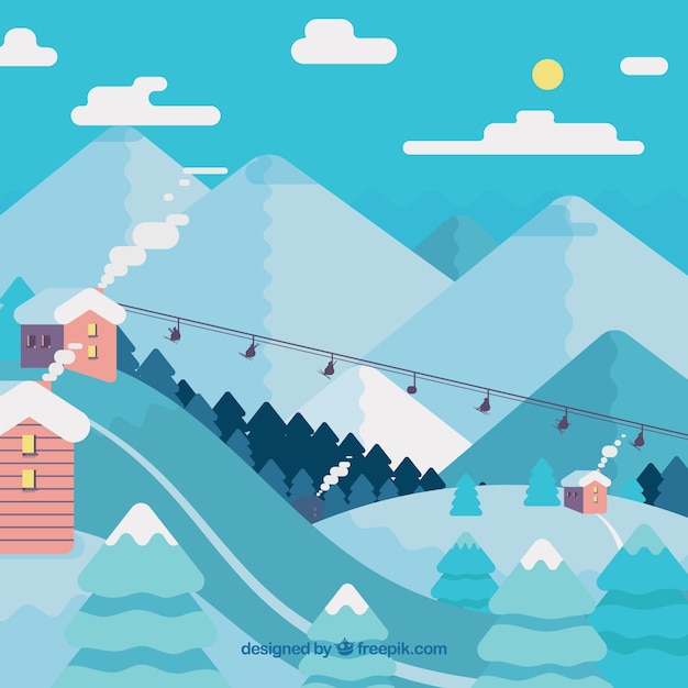 Free Vector flat blue ski resort design