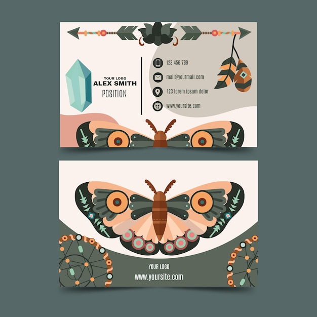 Flat boho business card template