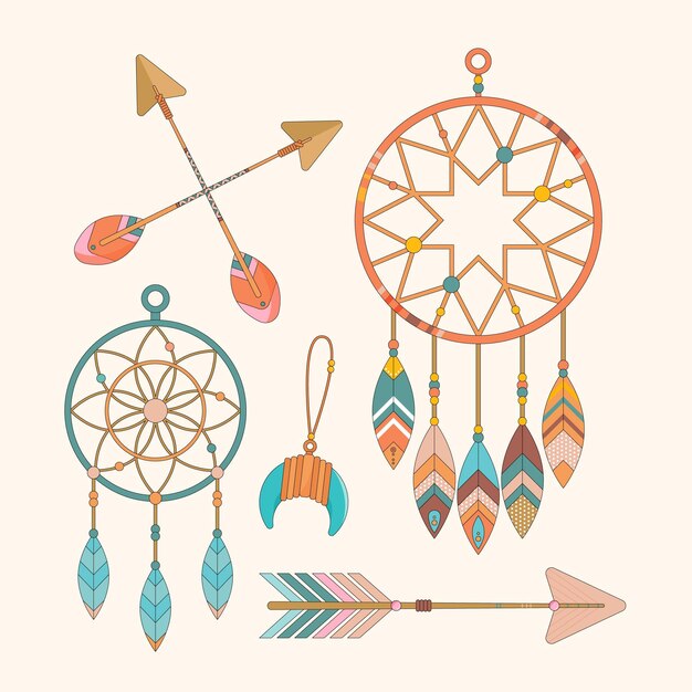 Flat boho element pack