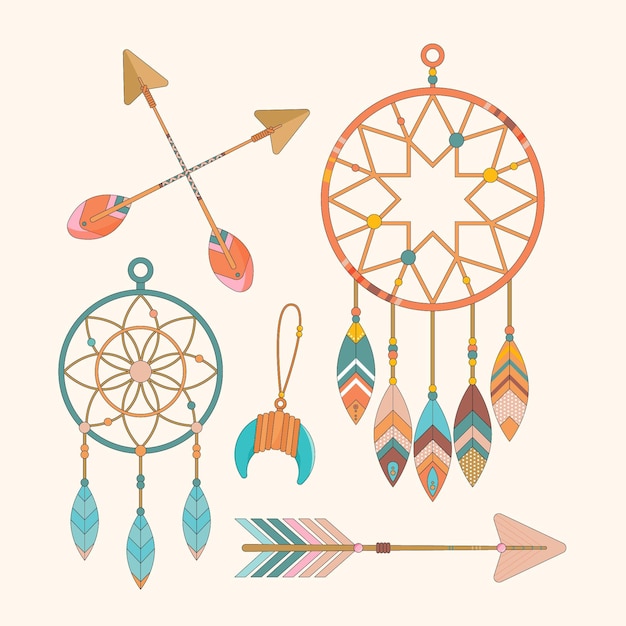 Flat boho element pack