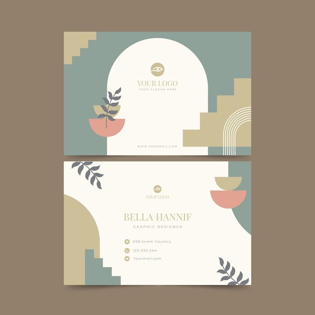 Flat boho horizontal business card template