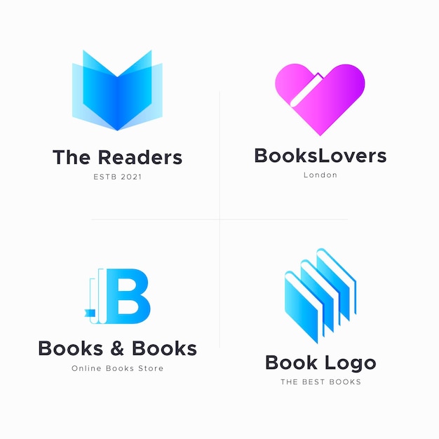 Flat book logo collection