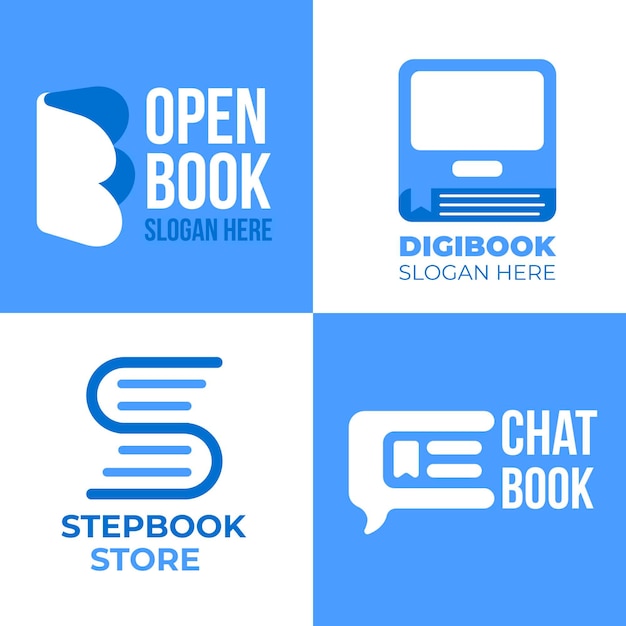 Free vector flat book logo set