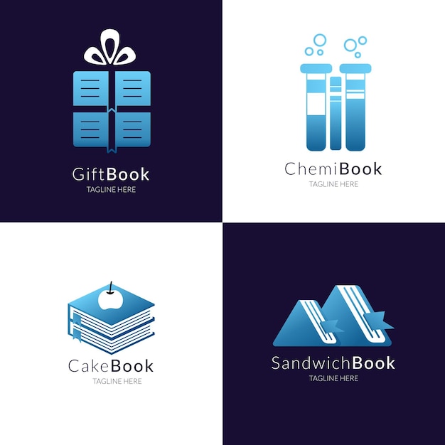 Flat book logo template collection