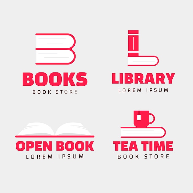 Flat book universe logo set