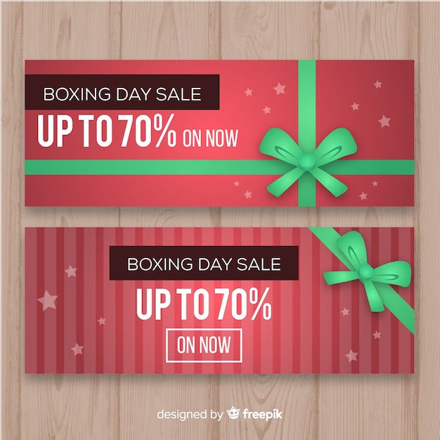 Free vector flat bow boxing day sale banner