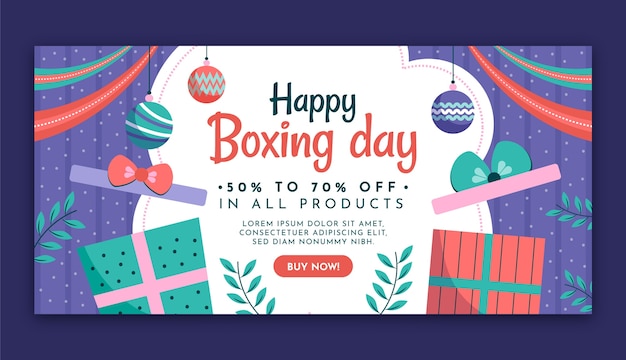 Free vector flat boxing day horizontal banner template