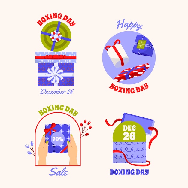 Flat boxing day labels collection