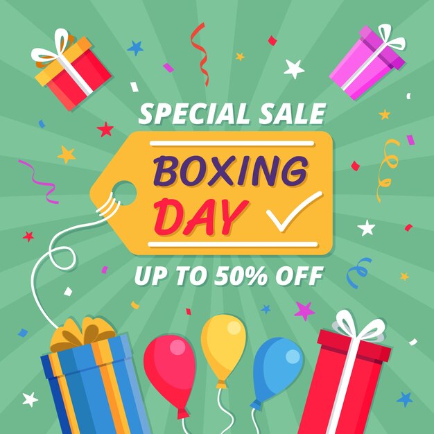 Flat boxing day sale illustration