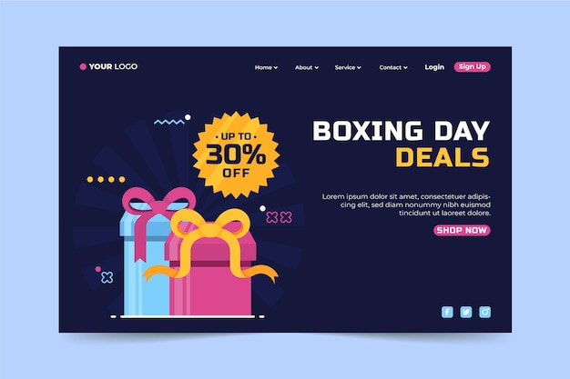 Flat boxing day sale landing page template