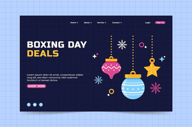 Flat boxing day sale landing page template