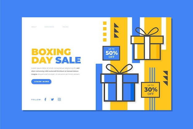 Flat boxing day sale landing page template