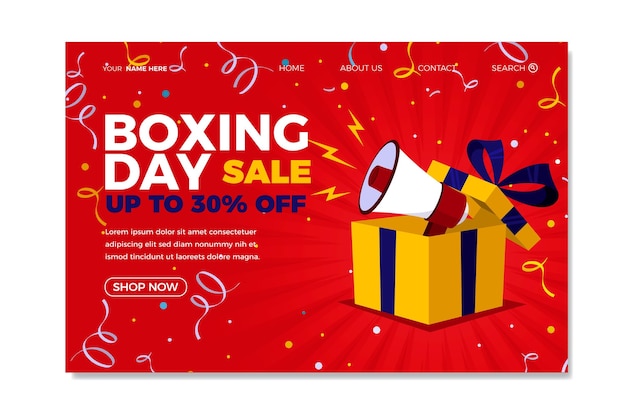 Flat boxing day sale landing page template