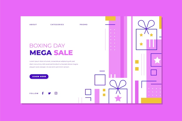 Flat boxing day sale landing page template