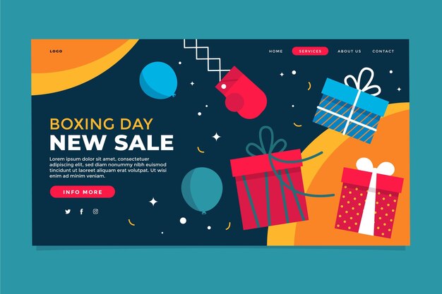 Flat boxing day sale landing page template