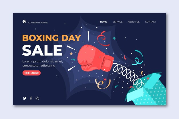 Flat boxing day sale landing page template