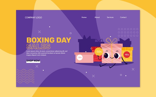 Flat boxing day sale landing page template