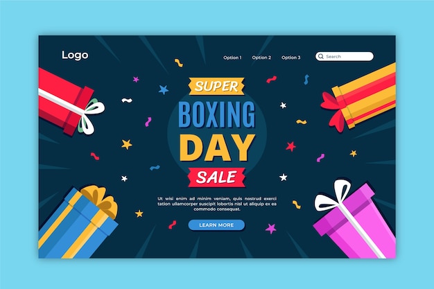 Flat boxing day sale landing page template